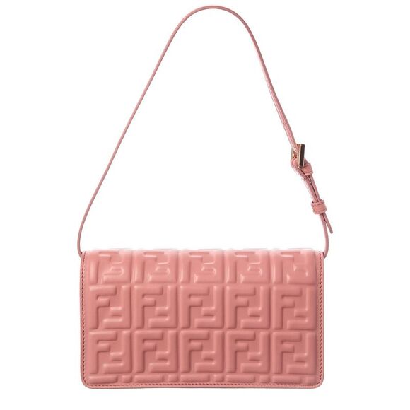 Fendi Baguette Ff Leather Wallet On Chain, Pink - Picture 2 of 4